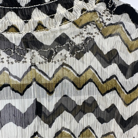 HD In Paris Anthropologie Sierade Zigzag Mini Ruffle Smocked Dress A| US Size 6 - Picture 6 of 11